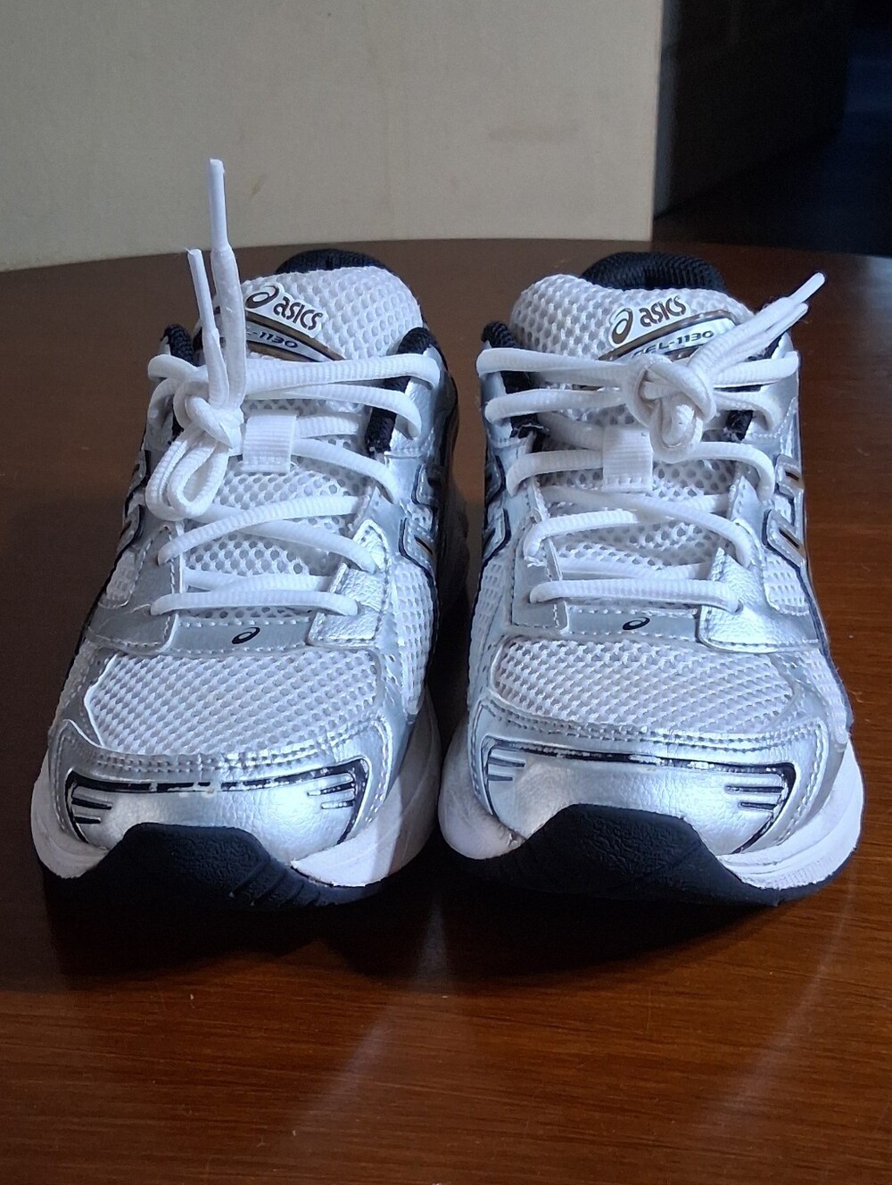 ASICS GEL 1130 Kids White and Glaicer Grey Athletic Sneakers